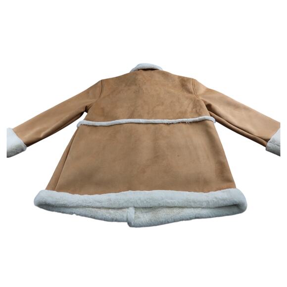 Sonoma Tan Pea Coat White Faux Fur Women's XL - Picture 3 of 8